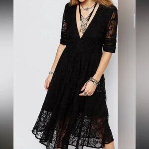 Free People Mountain Laurel Lace Dress in Black Size 2